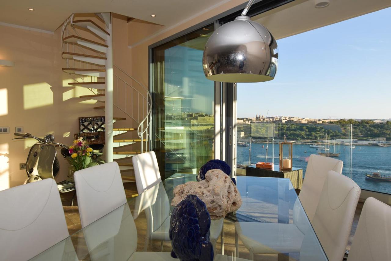 Unique Seafront Triplex Penthouse With Panoramic Bedroom & Rooftop Jacuzzi Overlooking Valletta Σλιέμα Εξωτερικό φωτογραφία