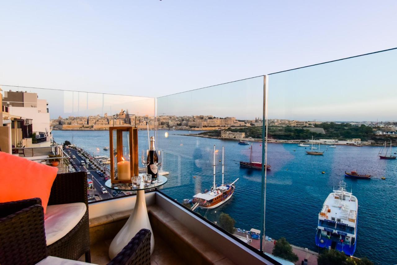 Unique Seafront Triplex Penthouse With Panoramic Bedroom & Rooftop Jacuzzi Overlooking Valletta Σλιέμα Εξωτερικό φωτογραφία